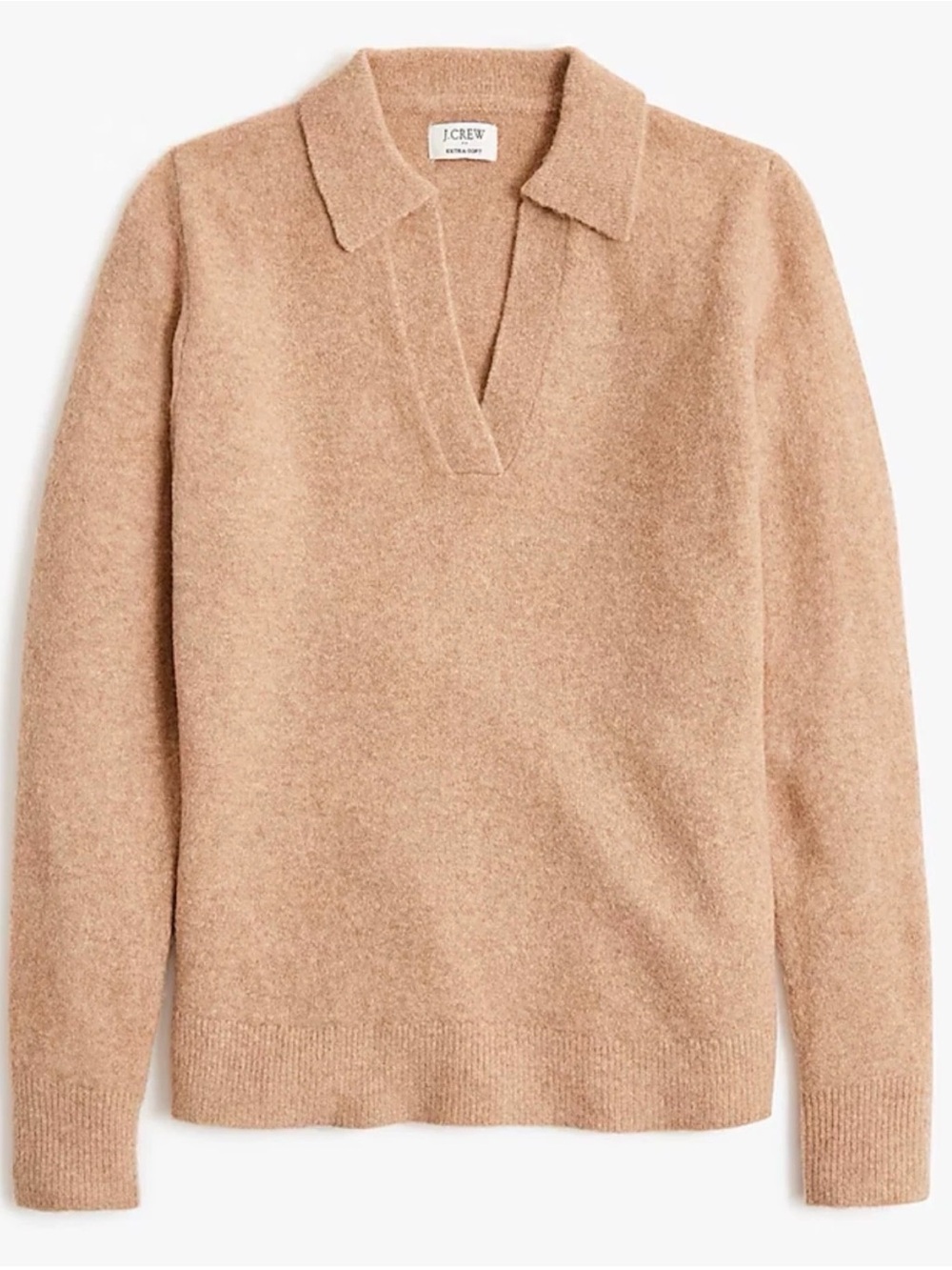 NWT J.Crew Sweater-Polo in Extra-Soft Yarn in Heathered Mushroom Womens XL